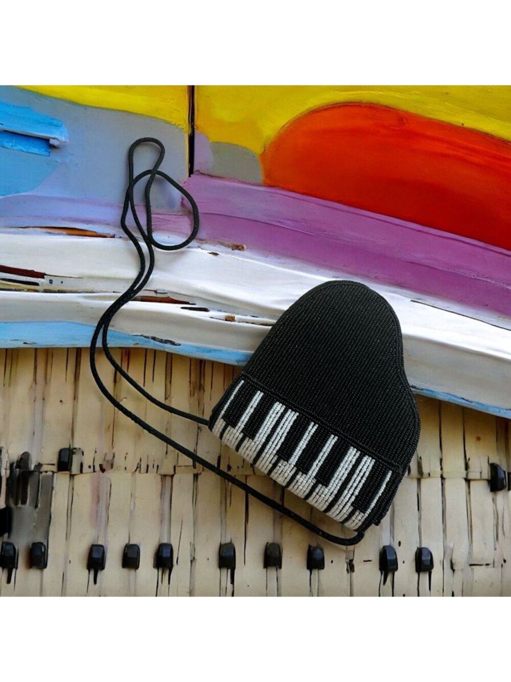 ALBERT ELOVITZ Vintage Piano Beaded Crossbody Cocktail Bag